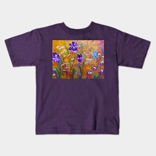 Iris, Wildflowers and Butterfly Kids T-Shirt